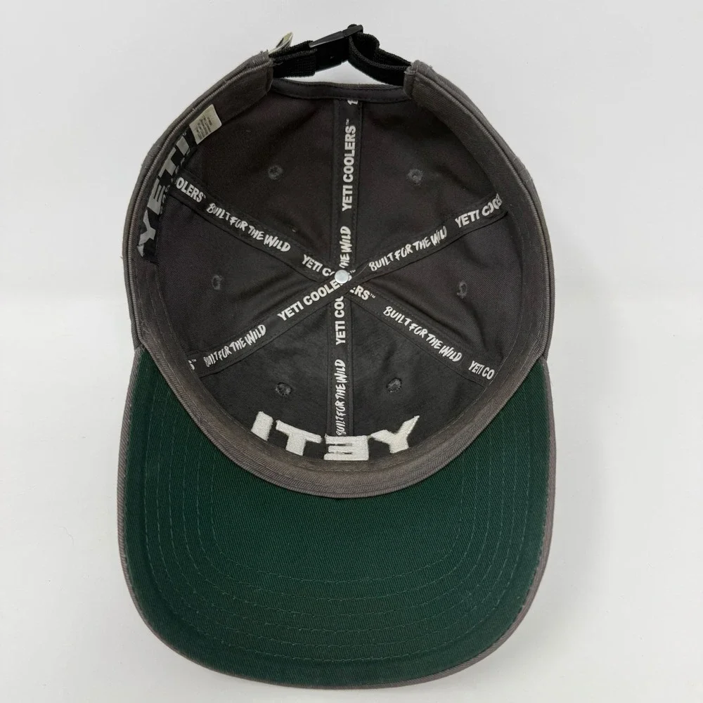 YETI Coolers Strapback Hat Charcoal Gray Cotton Embroidered Logo Dad Cap Green